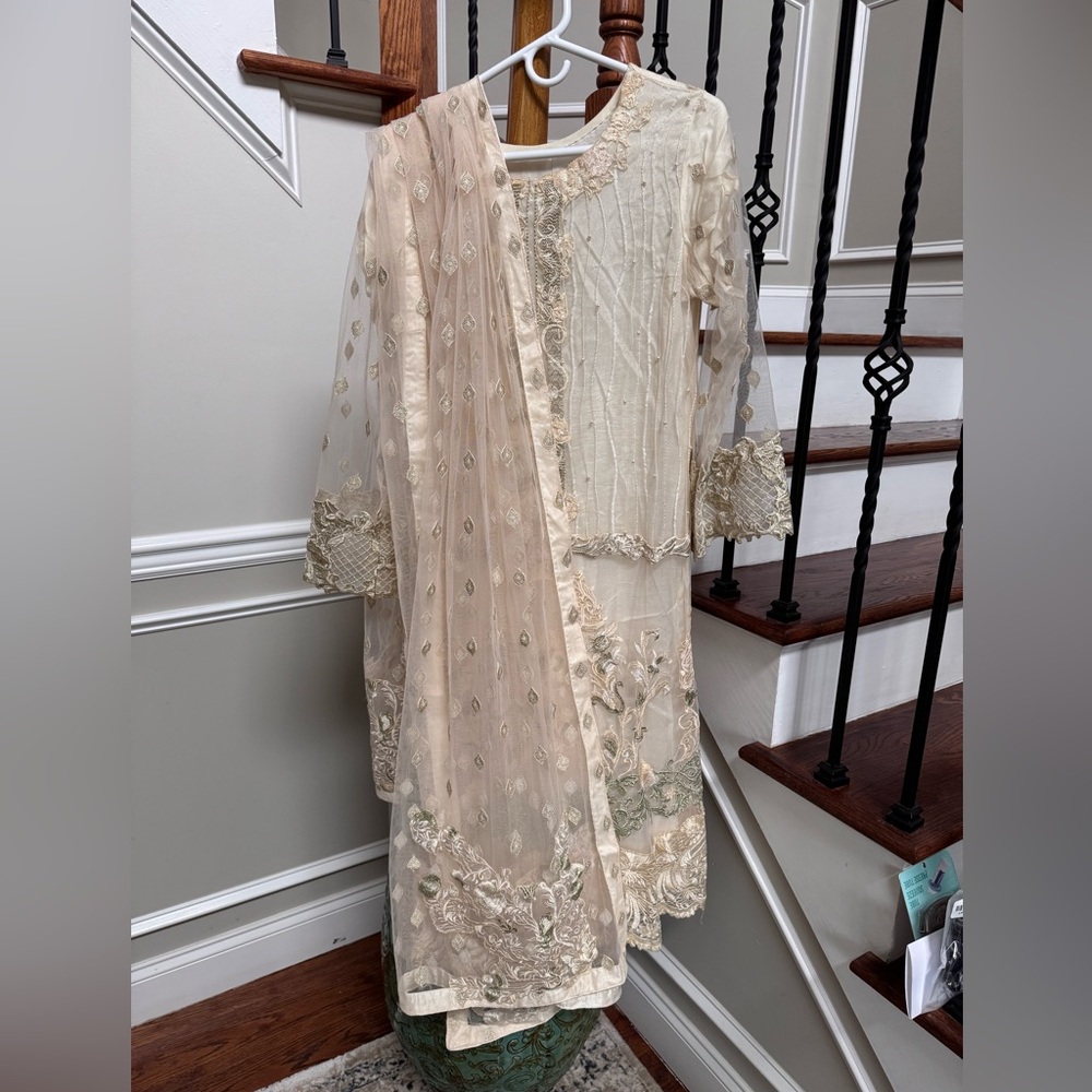 Cream Bell Sleeve Wedding Gown India/Pakistan outfit